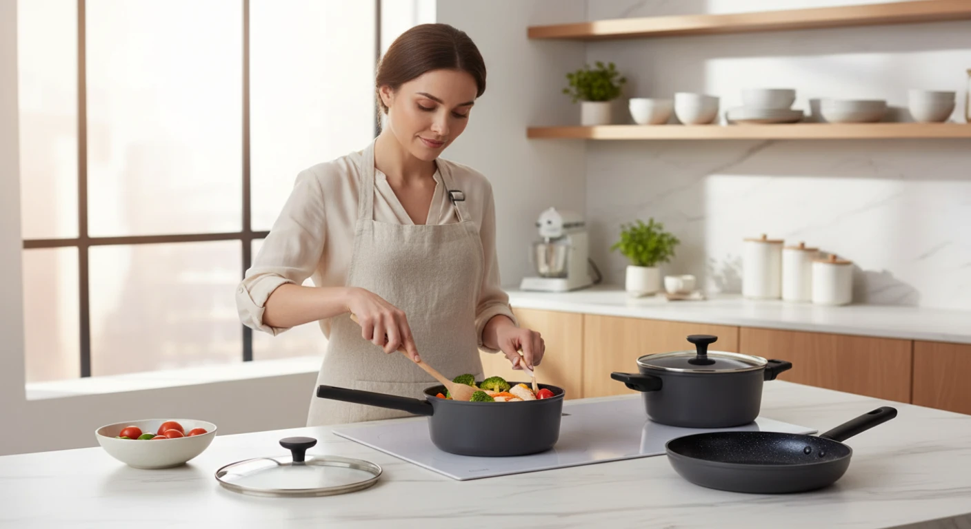 Conjunto de panelas com knob de metal vale a pena para uso doméstico