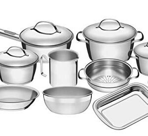 Conjunto de Panelas 10 Peças Allegra em Aço Inox - Tramontina